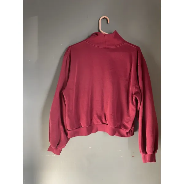 Time and‎ Tru Women Burgundy Turtleneck Sweatshirt Pullover Cropped Size M - Image 3