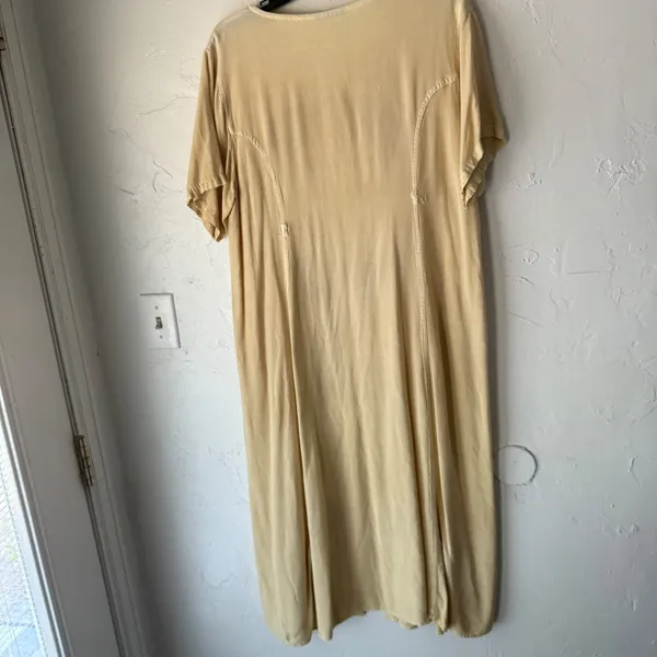 Vintage‎ Embroidered Paisley Button Front Dress Tan Beige Boho Midi L - Image 8