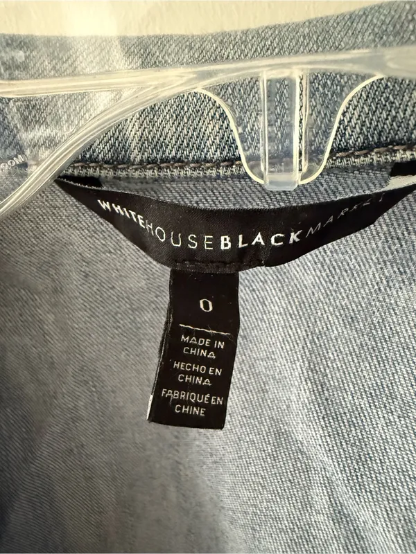 White House Black Market Light Blue Denim Jean Jacket - Image 3