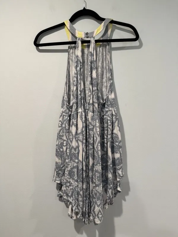 Free People Mini Dress Womens Medium Boho Flowy Euro Summer Festival Indie Linen - Image 2