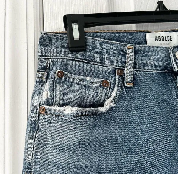 Riley High Rise Straight Crop Denim Jeans Button Fly In Frequency 27 - Image 10