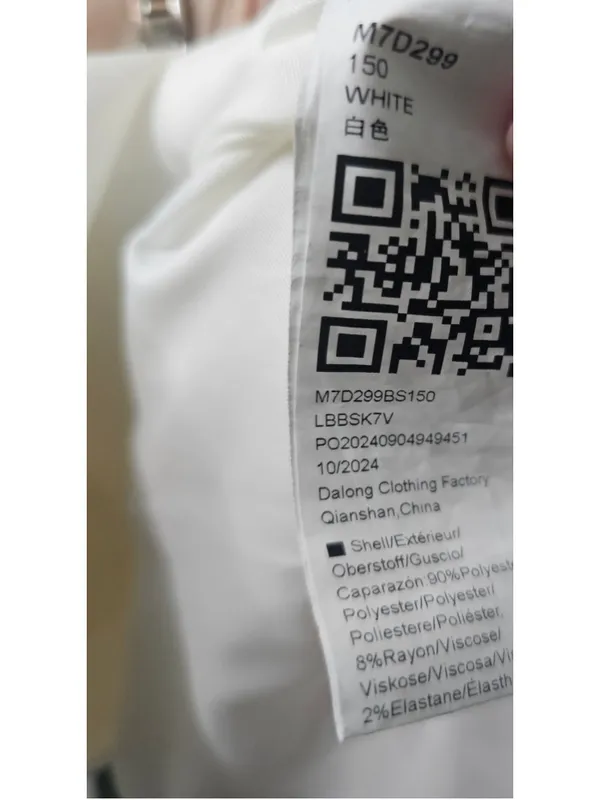 Women's Long Pea Coat, Size S, White and Black - Image 5