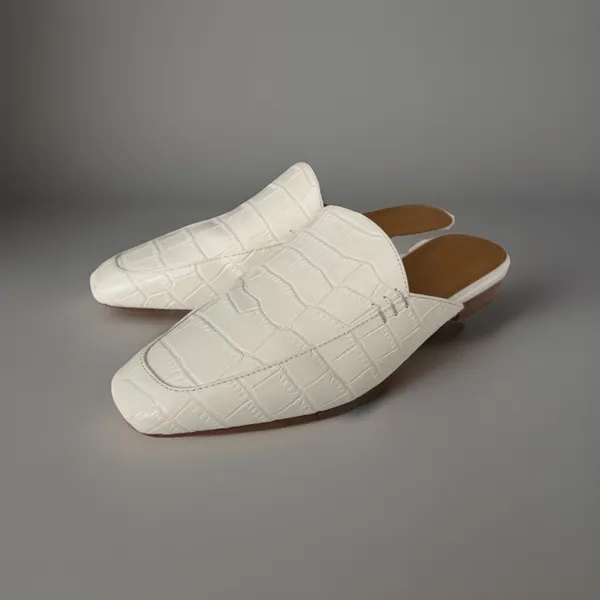 Marc Fisher LTD White Croc Embossed Mule Loafers Pointed Toe Size 7M - Image 3