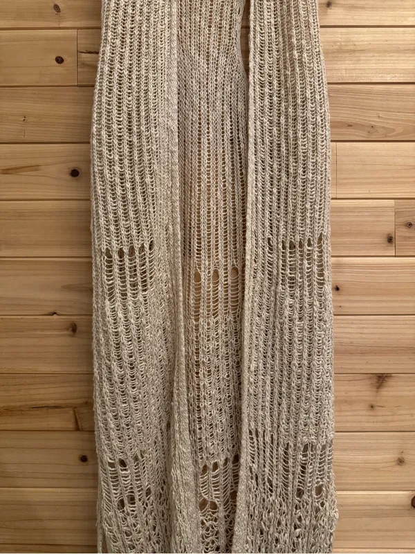 Y2K Mudd Small Crochet Open Knit Full Length Sleeveless Duster Boho Western - Image 5