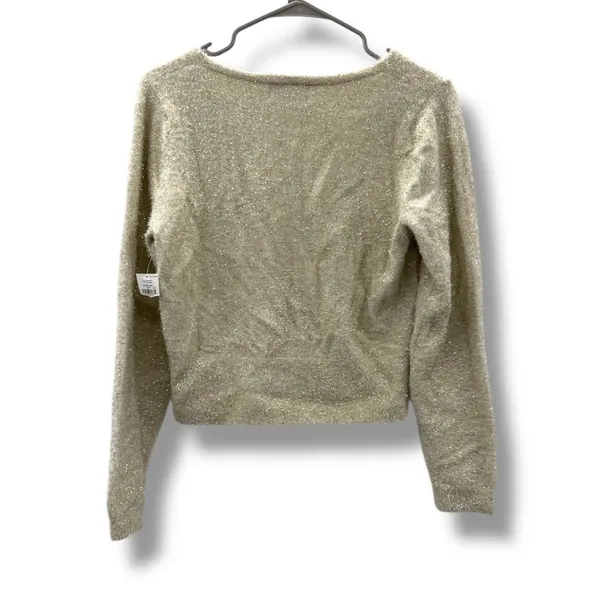 Old Navy Metallic‎ Party Cardigan Women's Small Gold Button Front Holiday - Image 2