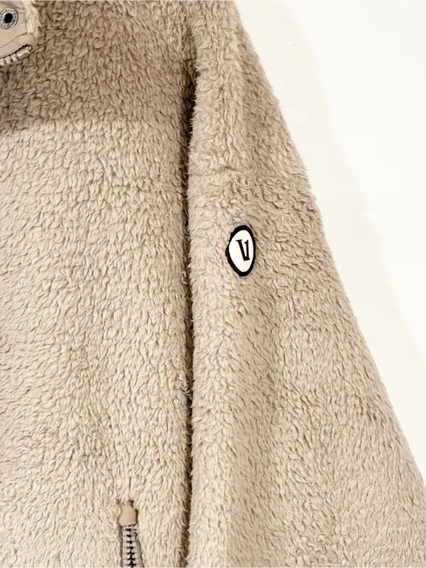 Vuori Tan Sherpa High Pile Fleece Bomber Jacket Size XL - Image 2