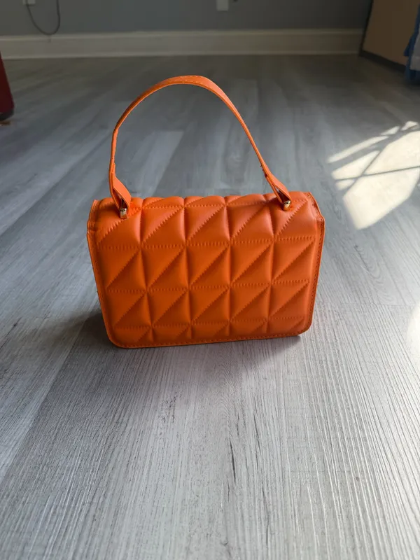 Modern Orange Padded Clutch/Shoulder Bag — NEW - Image 7