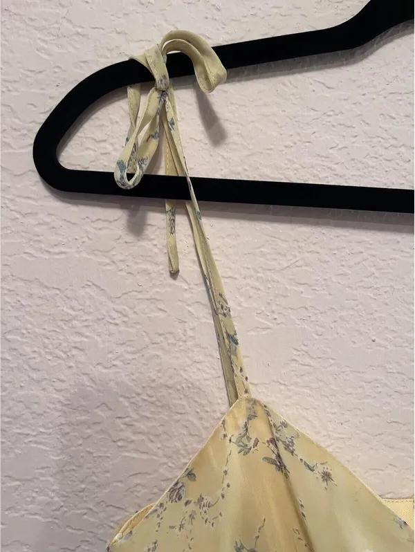 Princess Polly‎ Yellow Floral Spaghetti Strap Mini Dress Size 6 - Image 4