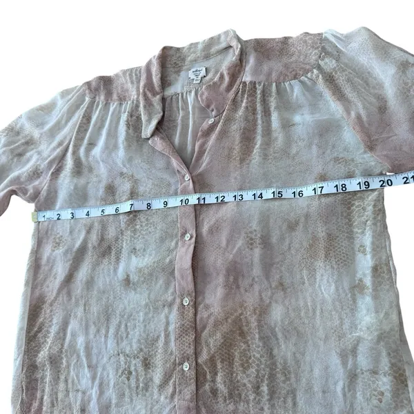 Wilfred 100% Silk Cream/pink Hi Low Henley Blouse‎ Old Money Flowy Career Small - Image 8