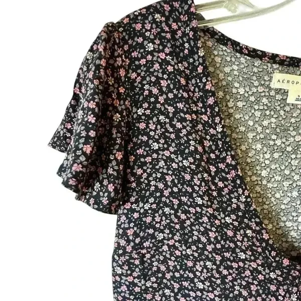 Aeropostale Women's S Floral V-Neck‎ Babydoll Mini Dress Multicolor - Image 8