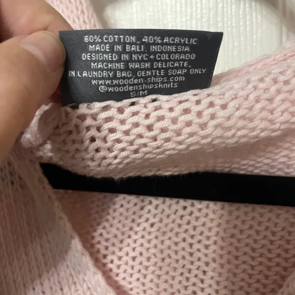 WOODEN SHIPS hooded knit sweater pink size small /‎ medium - Image 4