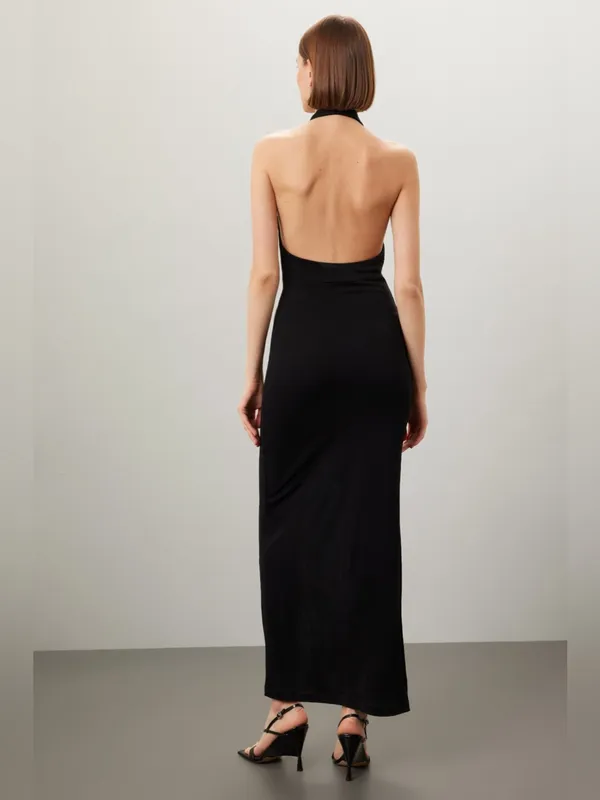 IRO Rubini Dress Black Halter Midi - Image 3