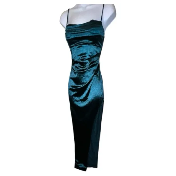 Windsor Strapless Satin Dress in Emerald - Image 5