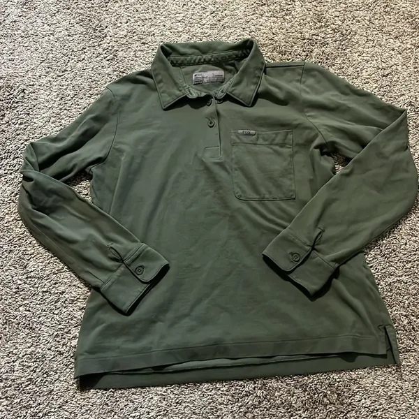 FIGSPRO Pique Longsleeve Polo Top Olive‎ Green Medium - Image 8