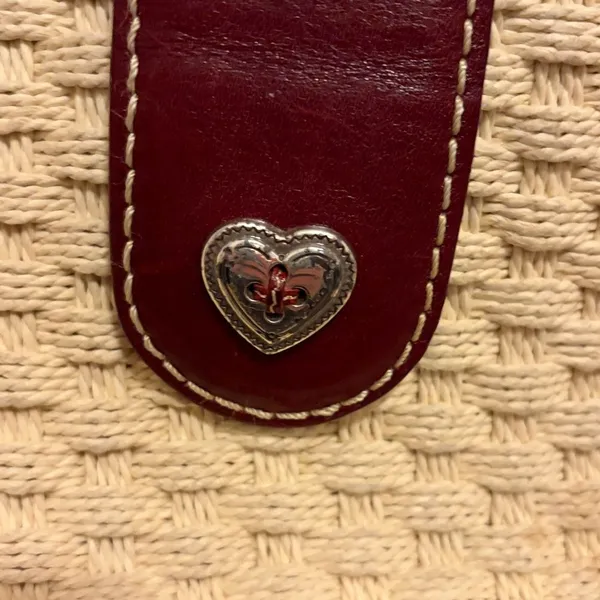 BRIGHTON Phyllis Natural Straw Red Leather Lined Shoulder Bag Braided Strap - Image 2