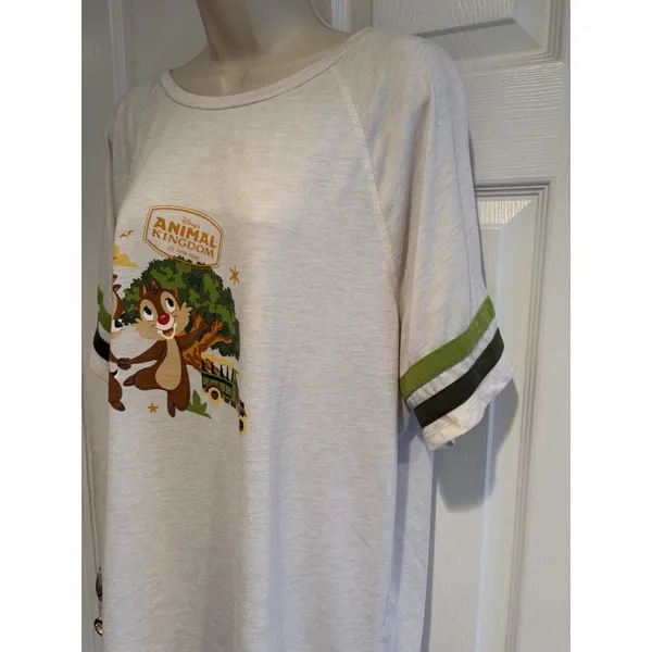 Disney Parks Animal Kingdom 1998 Chip Dale Raglan Graphic Tee White Green‎ 3X - Image 6