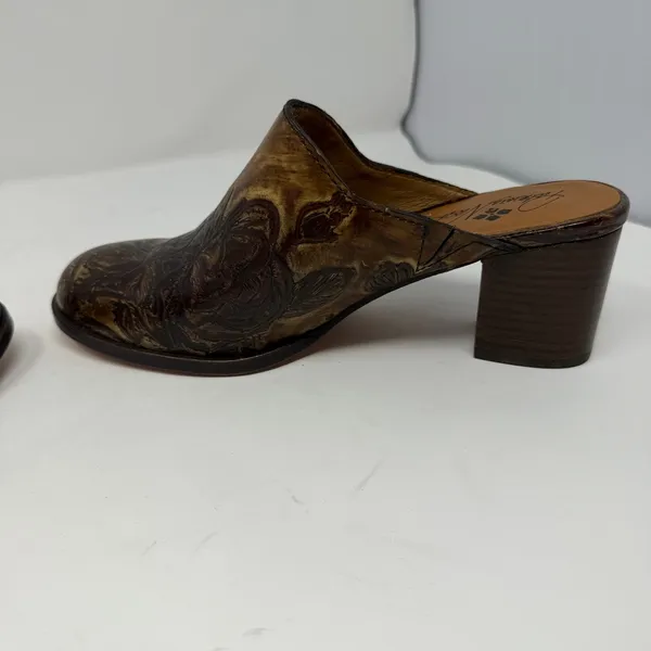 Patricia Nash Floral Tooled Leather Mules Brown Block Heel Women 7.5 - Image 12