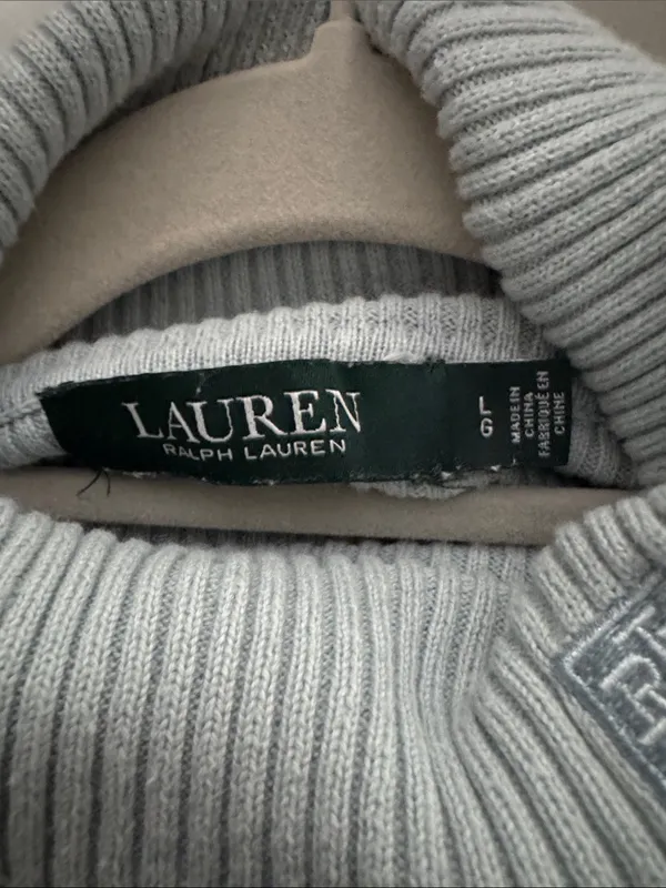 Ralph Lauren Light Blue Ribbed Turtleneck Sweater - Image 4