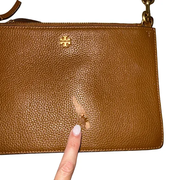 Tory Burch Crossbody Bag Womens Small Tan Fair Pebbled Leather Triple Zip Miller - Image 2