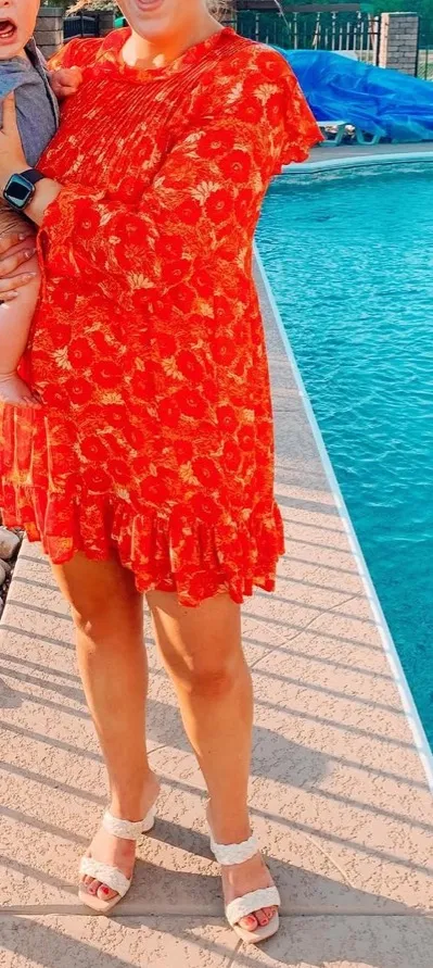 Free People These Dreams Orange Long Sleeved Mini Dress - Image 3