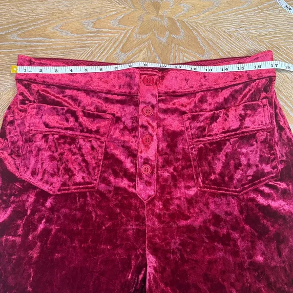 Halara NWT High Waisted Button Straight Leg Casual Pants Velvet Burgundy Size XL - Image 7