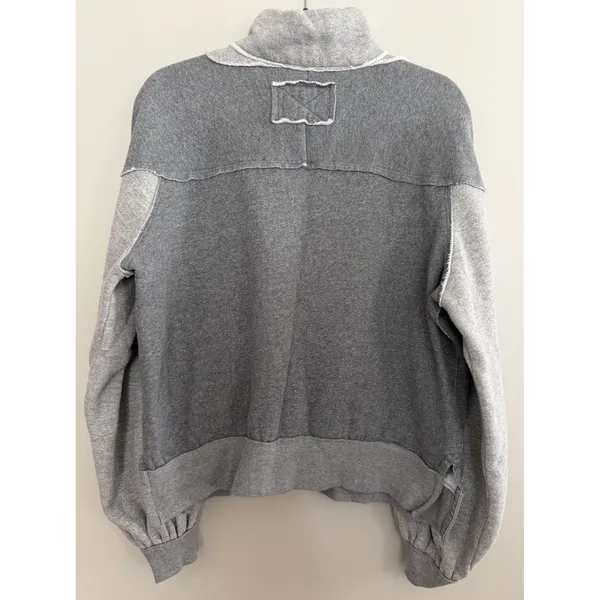 We The Free x Free People‎ Kassey Half Zip Sweatshirt Two Tone Gray Size Medium - Image 2