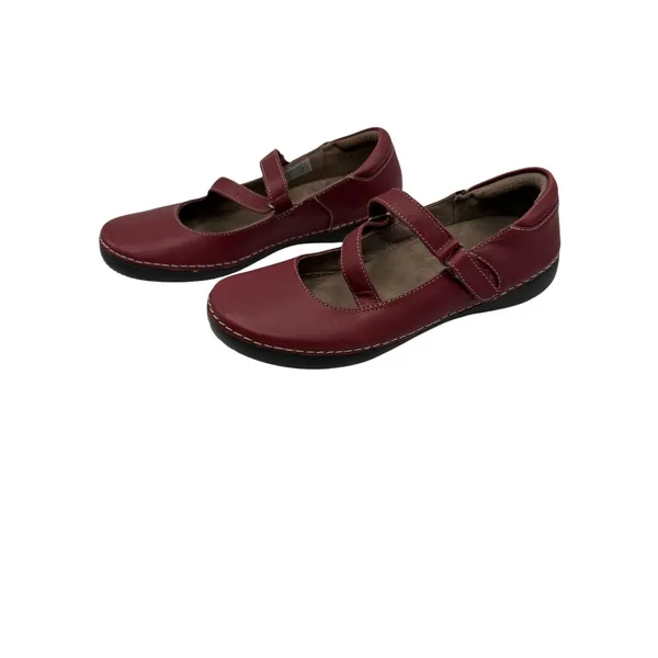 Vionic Judith Flat Mary Jane‎ Women 7 Red Burgundy Leather Orthaheel Support - Image 2