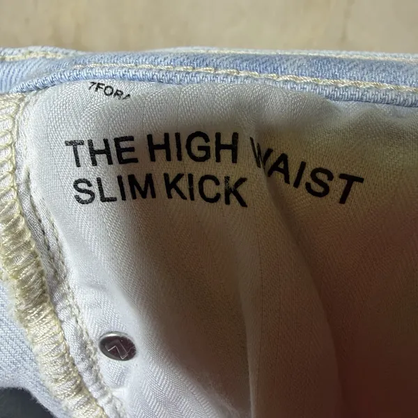 7 For All Mankind‎ High Waist Slim Kick Jeans Women's 27 Distressed Raw Hem - Image 9