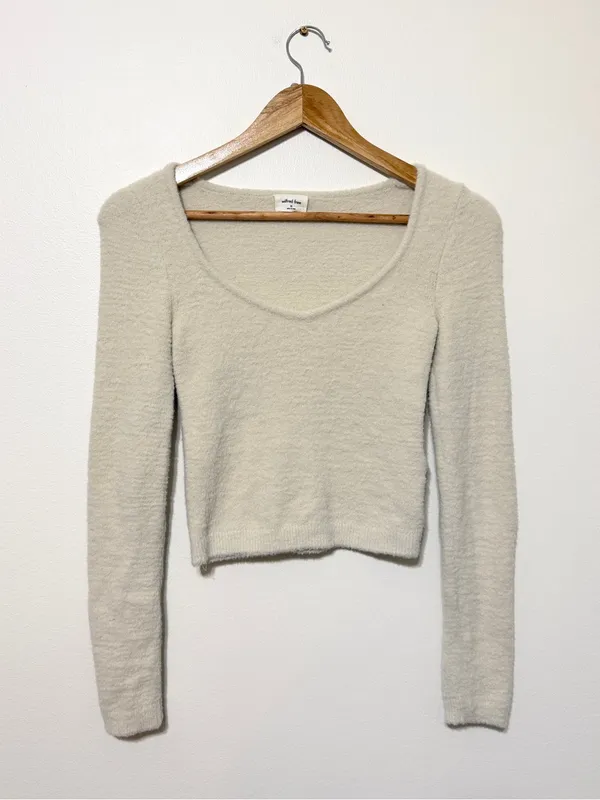 Aritzia Wilfred Free Hush Knit Sweetheart Sweater Size XS Cream Soft Cozy - Image 2
