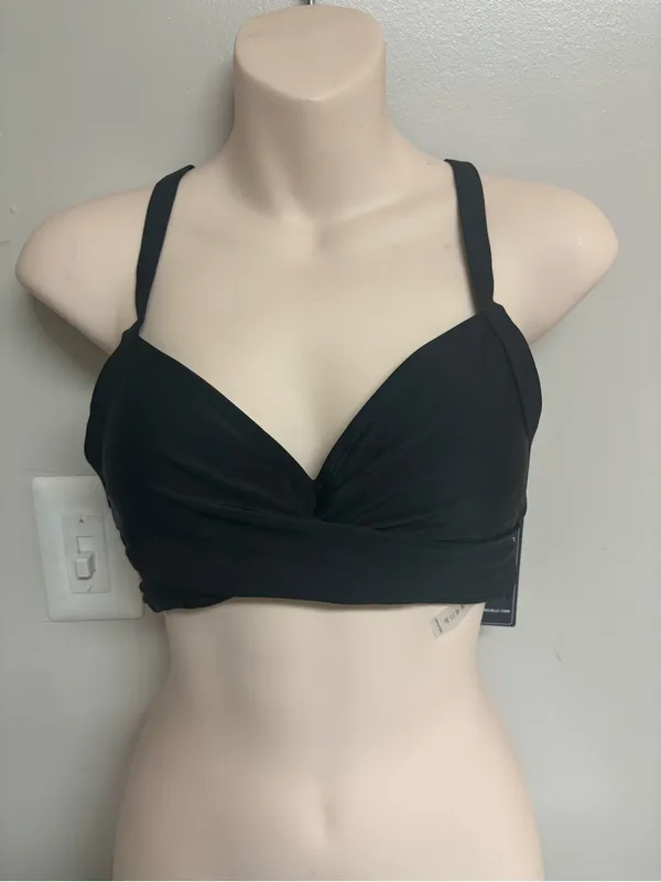 Blooming Jelly Sheer Plunge Black Halter Two Piece Swimsuit - Image 2