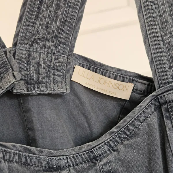 Ulla‎ Johnson Enzo Denim Dress Blue Cotton Tiered Midi Sweetheart Neck Size 4 - Image 7