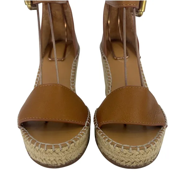 See by‎ Chloe Glyn Leather Espadrille Wedge Sandals Brown Size 36 - Image 9