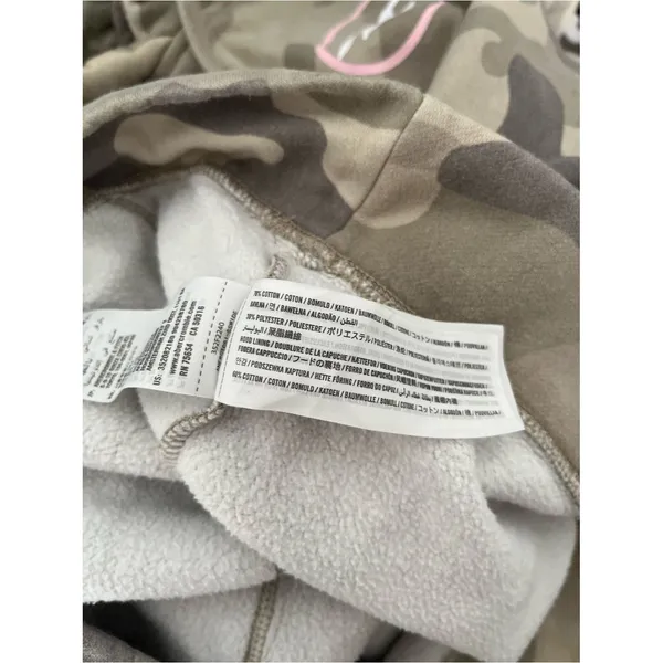 Hollister Womens Pullover Hoodie Small Gray Camo Pink Logo Sleeve Graphic Fleece - Image 16