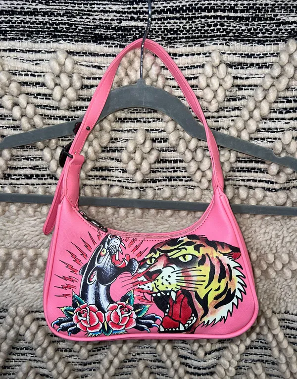 Ed Hardy x Siberia Hills Y2K Pink Purse Shoulder Bag Tiger - Image 3