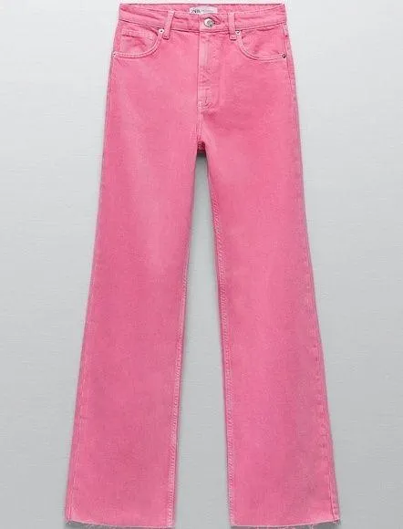 Zara Wide Leg Solid Color Pink Pants - Image 2
