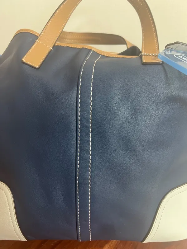 Coach Hadley Navy Tan Trim and White Accents added scarf for flair - Image 10