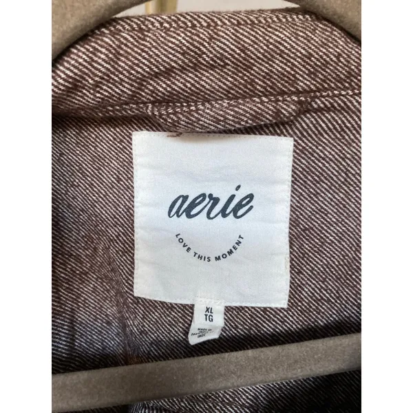 Aerie Lumberjane Button Up Shacket DISCONTINUED XL Brown Oversized Soft Textured - Image 5