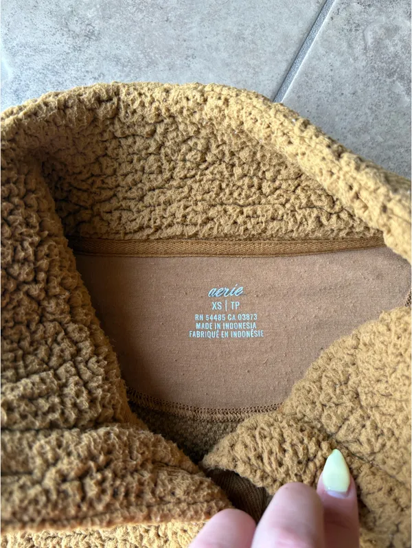 Aerie Tan Sherpa Quarter Snap Pullover Sweater - Image 6