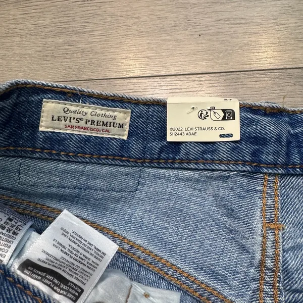 Levi's‎ Premium 501 Original High Rise Distressed Denim Shorts Medium Wash Sz 27 - Image 4