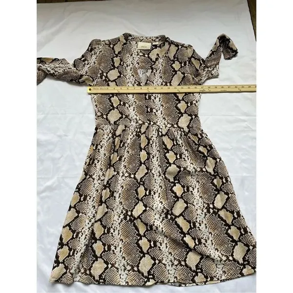 Anthropologie Women’s Juno Snake Skin Print 3/4 Sleeve Dress Brown Size XS - Image 6