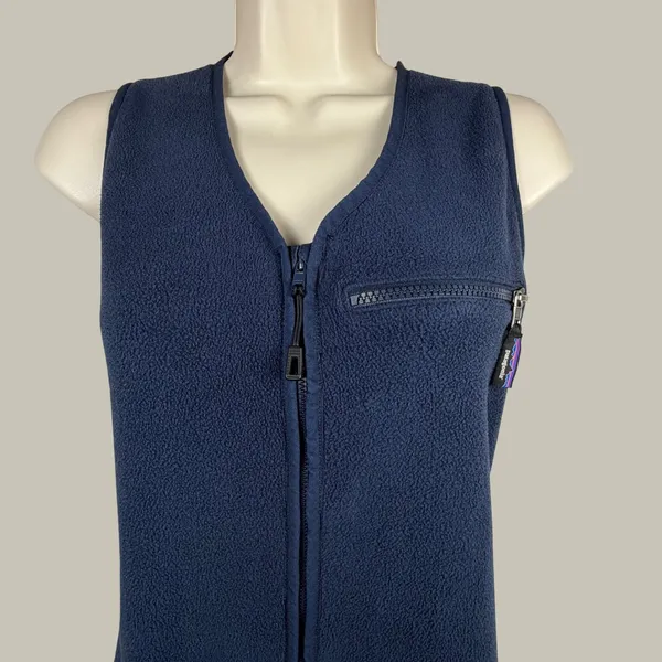 Patagonia Women's Fleece Jumpsuit Small Navy Geometric Cabincore Outdoor Lounge - Image 8