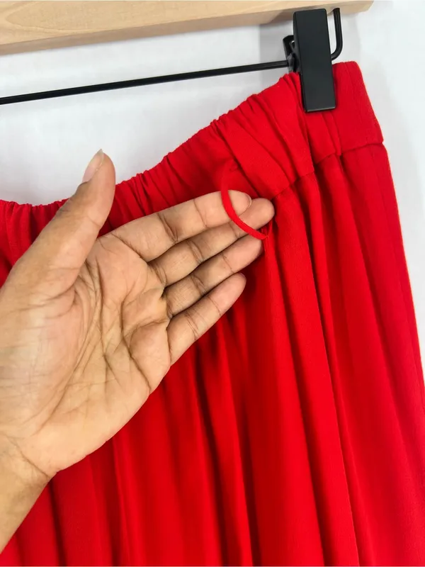 Aritzia Wilfred Faun Ankle‎ Pants Red Drapey Crepe Wide Leg High Rise Tie Belt M - Image 8