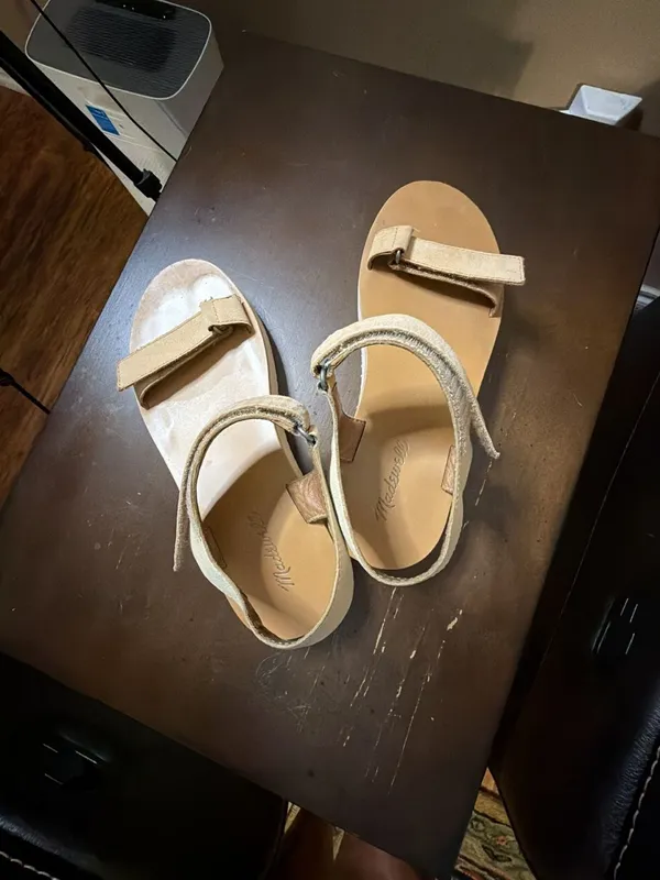 Madewell Beige Leather Platform Hook-and-Loop Ankle Strap Sandals - Image 4