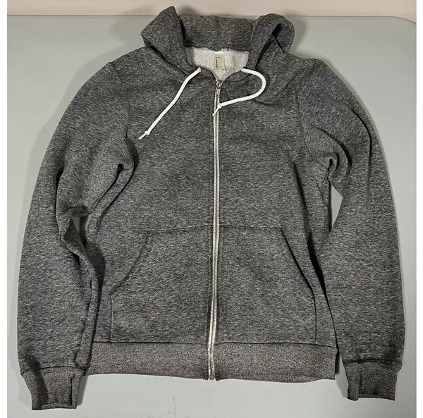American Apparel Gray Marled Zipper Sweater Sweatshirt Hoodie Outerwear XS 🩶 - Image 2
