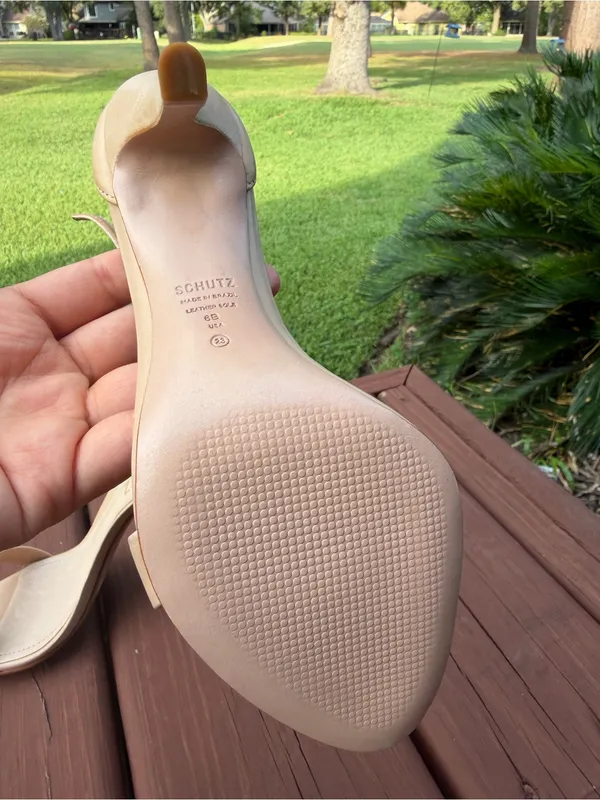 Schutz Cadey-Lee Beige Leather Ankle Strap Heels Size 6B Retail $138 - Image 6