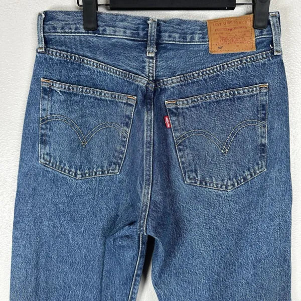 Levis 501 Jeans Womens 26x30 Premium Denim High Rise Button Fly Blue Medium Wash - Image 4