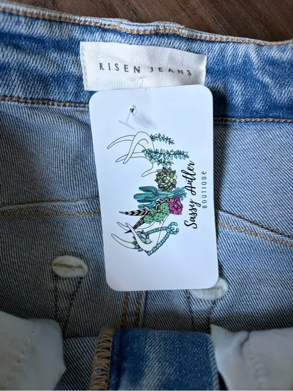 NWT Risen Jeans Light Blue Women's Cropped Wide-Leg shorts - Image 7