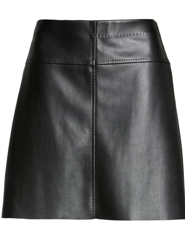 MAX STUDIO Black Faux Leather Mini Skirt A Line Soft Pull On XS $118 - Image 6