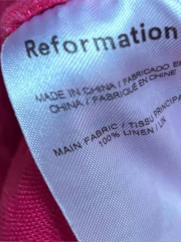 100% Linen Strapless Scallop Hem Pink Dress - Image 6