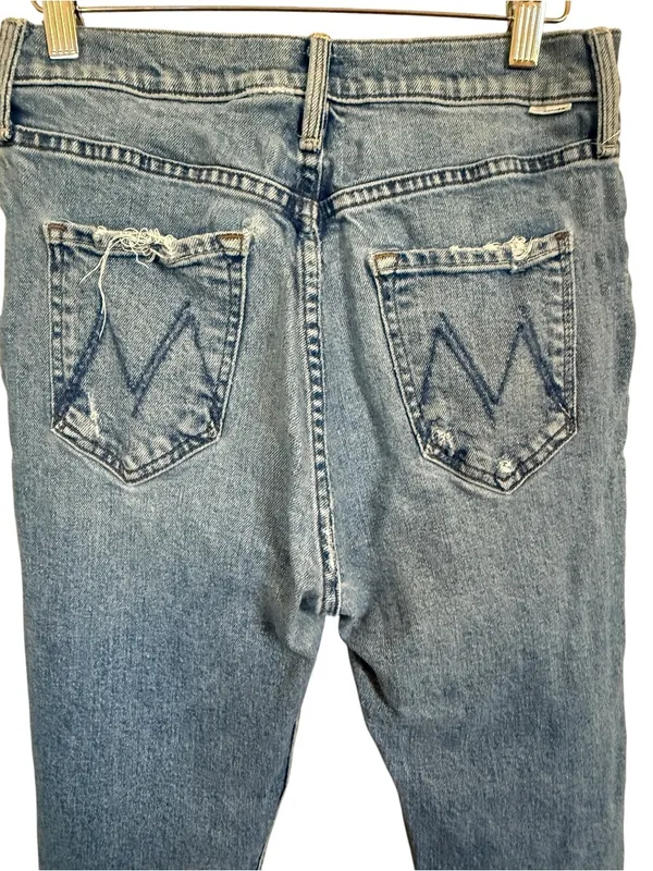 MOTHER High Waisted Rider Skimp Jeans 28 Bloom and Doom Distressed Straight Leg - Image 5
